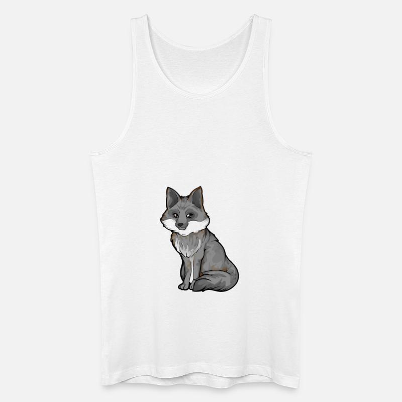 Zeichnung eines Graufuchs - Männer Bio Tank Top - Weiß