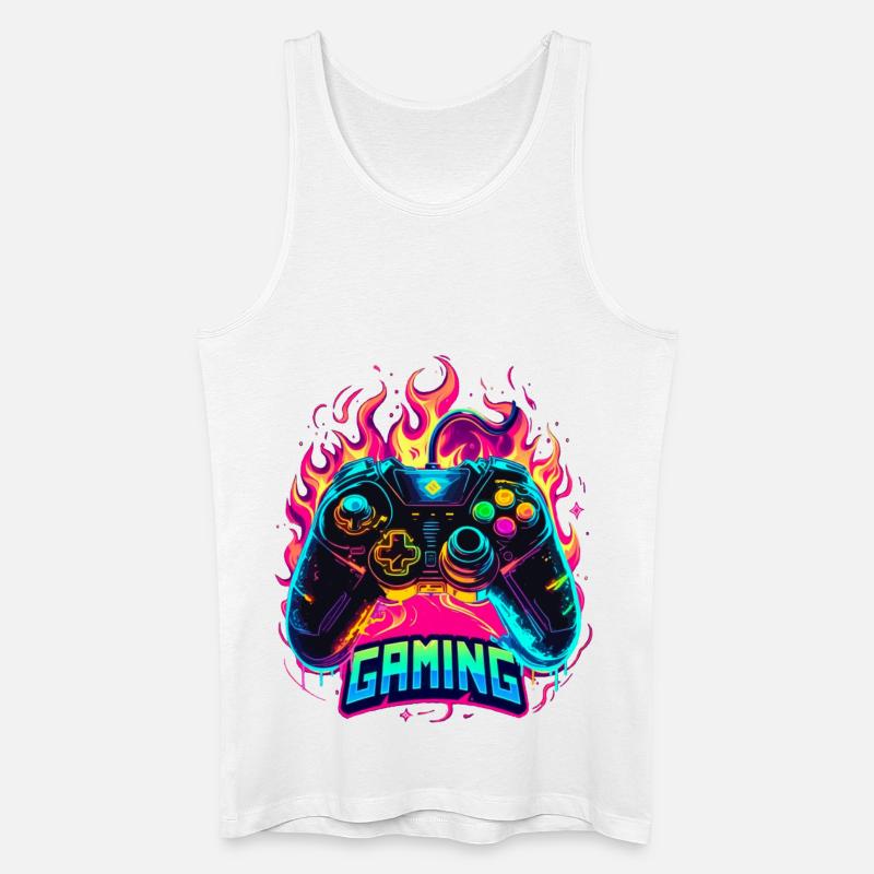 Gaming Controller Flammen Kunst - Männer Bio Tank Top - Weiß