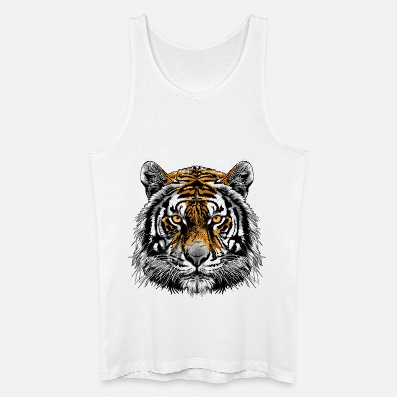 Tiger - Männer Bio Tank Top - Weiß