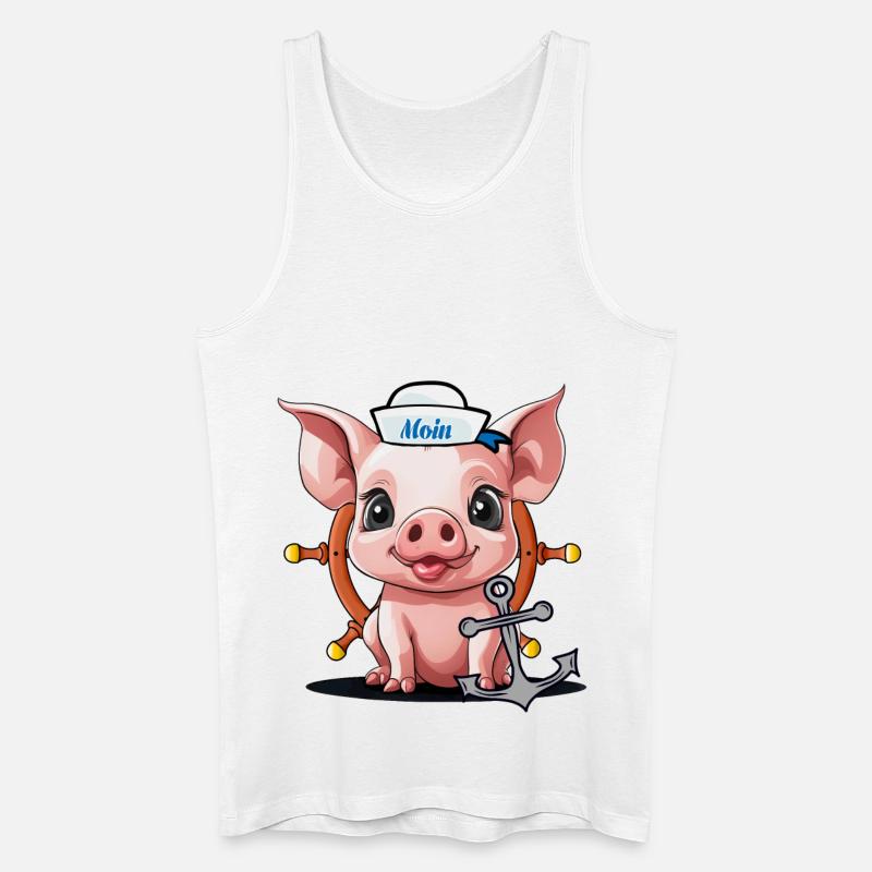Schwein Glücksgsbringer Matrose Steuermann Moin - Männer Bio Tank Top - Weiß