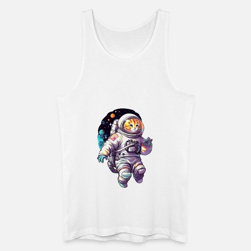 Katze Space Astronaut - Männer Bio Tank Top - Weiß
