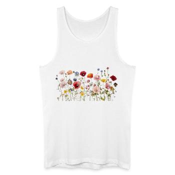 Prairie de fleurs sauvages – Fleurs d’aquarelle naturelles - Débardeur bio Homme - blanc - Devant