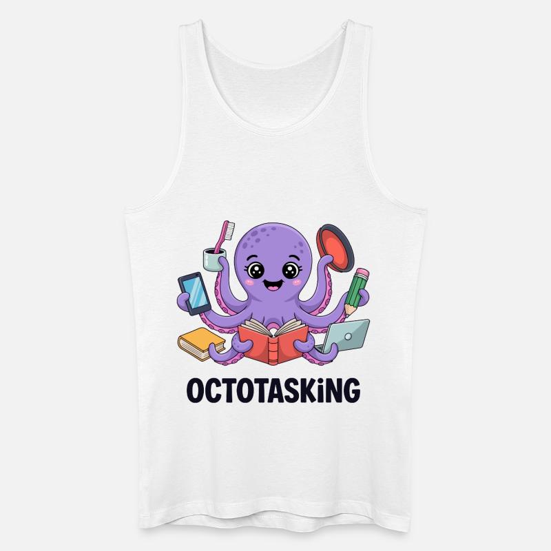Octotasking Krake im Multitasking Modus - Männer Bio Tank Top - Weiß