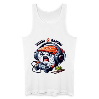 Sushi playing video games - Men’s Organic Tank Top - white - Front