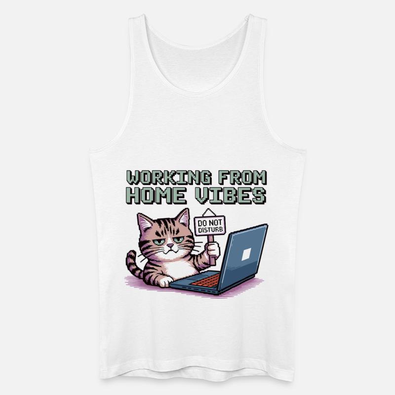 Homeoffice mit Stil und Katze - Männer Bio Tank Top - Weiß