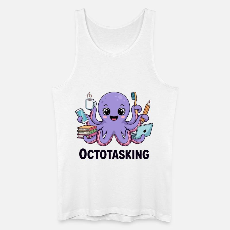 Octotasking Krake im Multitasking Modus - Männer Bio Tank Top - Weiß