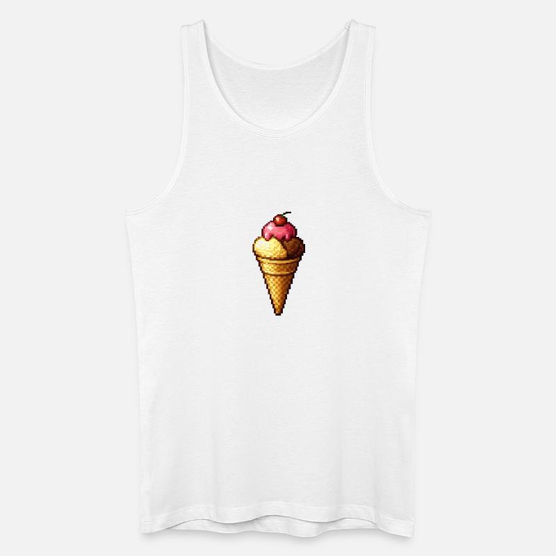 Retro Pixel Eiscreme Cone - Men’s Organic Tank Top - white