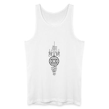 Totem du Yant d’Or – Géométrie spirituelle - Débardeur bio Homme - blanc - Devant