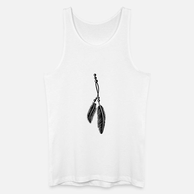 Federn an Kette, feathers, Native American - Männer Bio Tank Top - Weiß