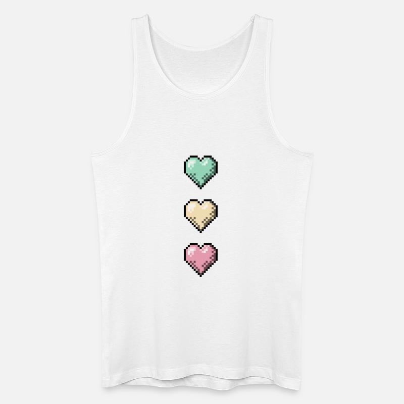 Retro Pixel Art Hearts Stack - Männer Bio Tank Top - Weiß