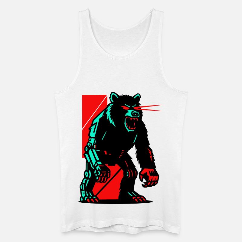 Mecha Techno Bär - Männer Bio Tank Top - Weiß