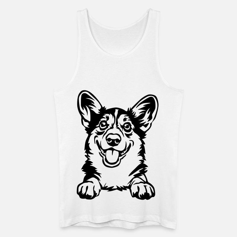 Welsh Corgi Kopf - Männer Bio Tank Top - Weiß