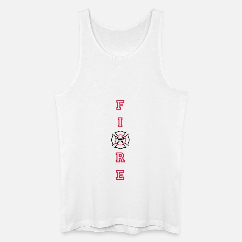 FIRE Vertikal mit Malteserkreuz - Männer Bio Tank Top - Weiß