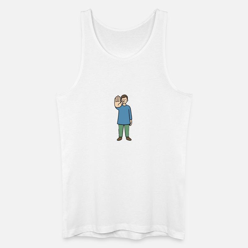 Stop Geste Cartoonfigur - Männer Bio Tank Top - Weiß