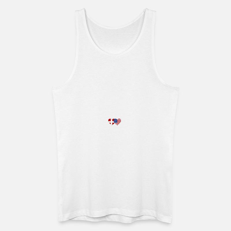 Danmark USA Flag Hjerte - Økologisk tanktop til mænd - hvid