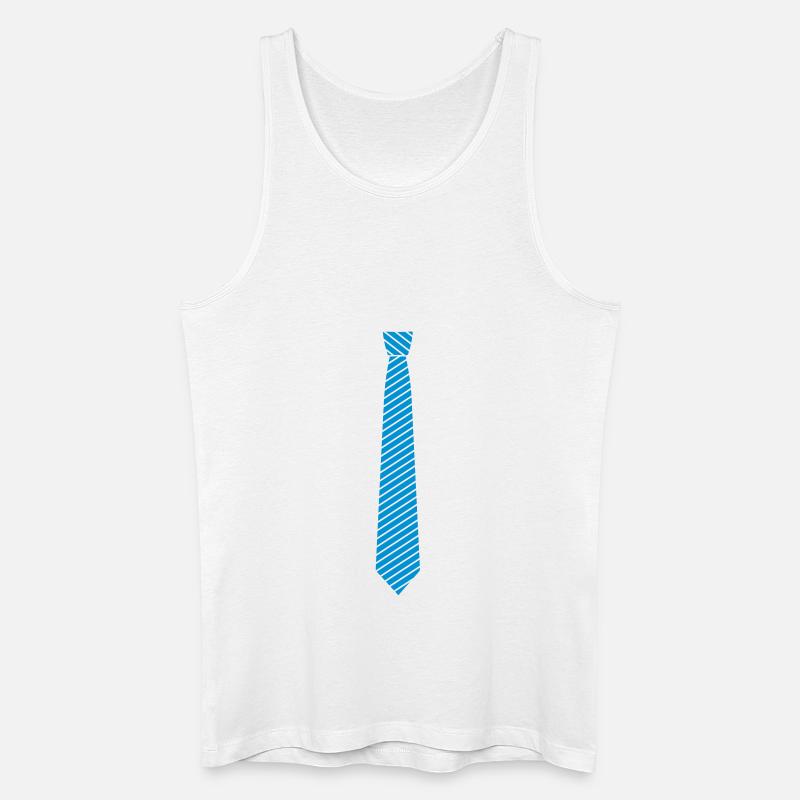 gestreifte Krawatte / Schlips - Männer Bio Tank Top - Weiß