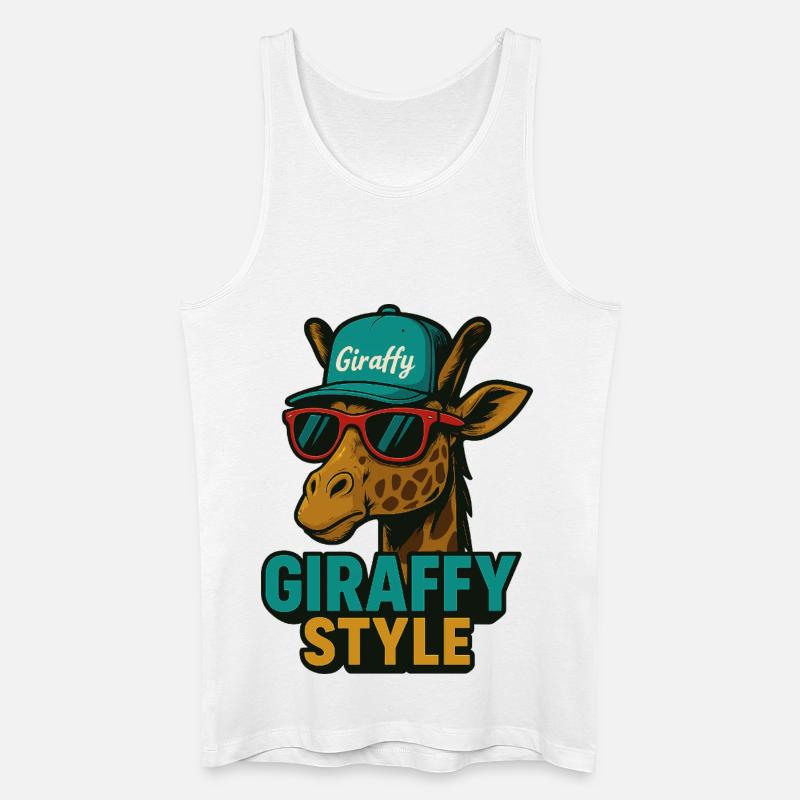 Giraffy Style Giraffe mit Cap - Männer Bio Tank Top - Weiß