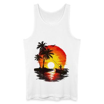 Coucher de soleil Pêche Île Tropicale - Débardeur bio Homme - blanc - Devant
