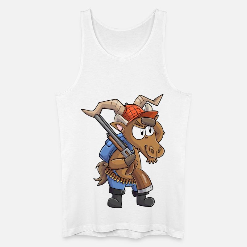 Steinbock Jäger / Steinbock mit Jagdgewehr - Männer Bio Tank Top - Weiß
