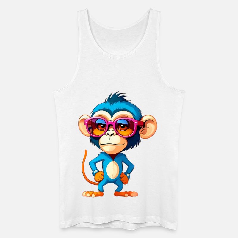 Kunterbunter Affe im Blauem Anzug - Männer Bio Tank Top - Weiß