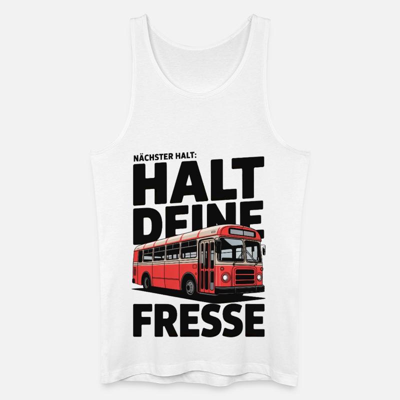 Roter Linienbus Pop-Art Spruch - Männer Bio Tank Top - Weiß