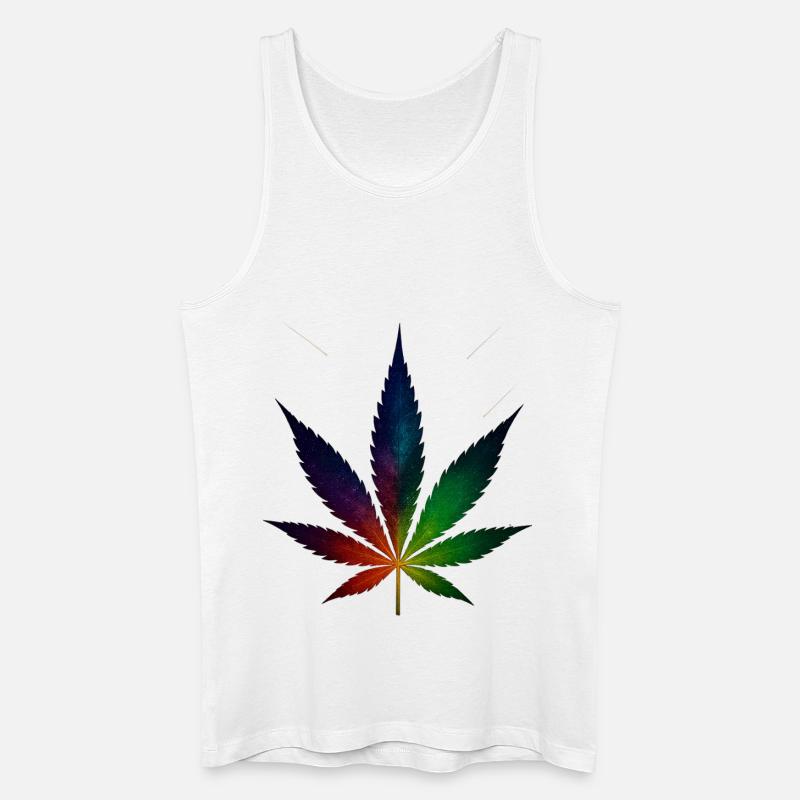 Galaxy Hanfblatt mit Sternschnuppen - Männer Bio Tank Top - Weiß