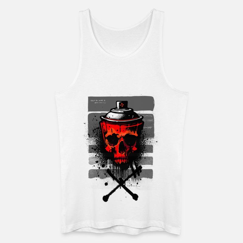 Rotes städtisches Schädelspray - Männer Bio Tank Top - Weiß