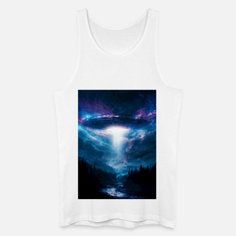 UFO-Strahl über Mitternachtswald - Männer Bio Tank Top - Weiß
