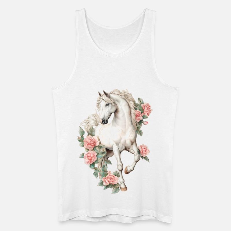 Pferd mit Rosen - Männer Bio Tank Top - Weiß