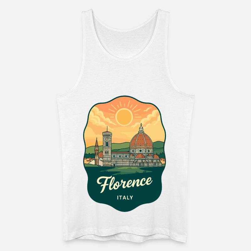 Florence Duomo Retro Sonnenuntergangs-Reiseabzeichen - Männer Bio Tank Top - Weiß