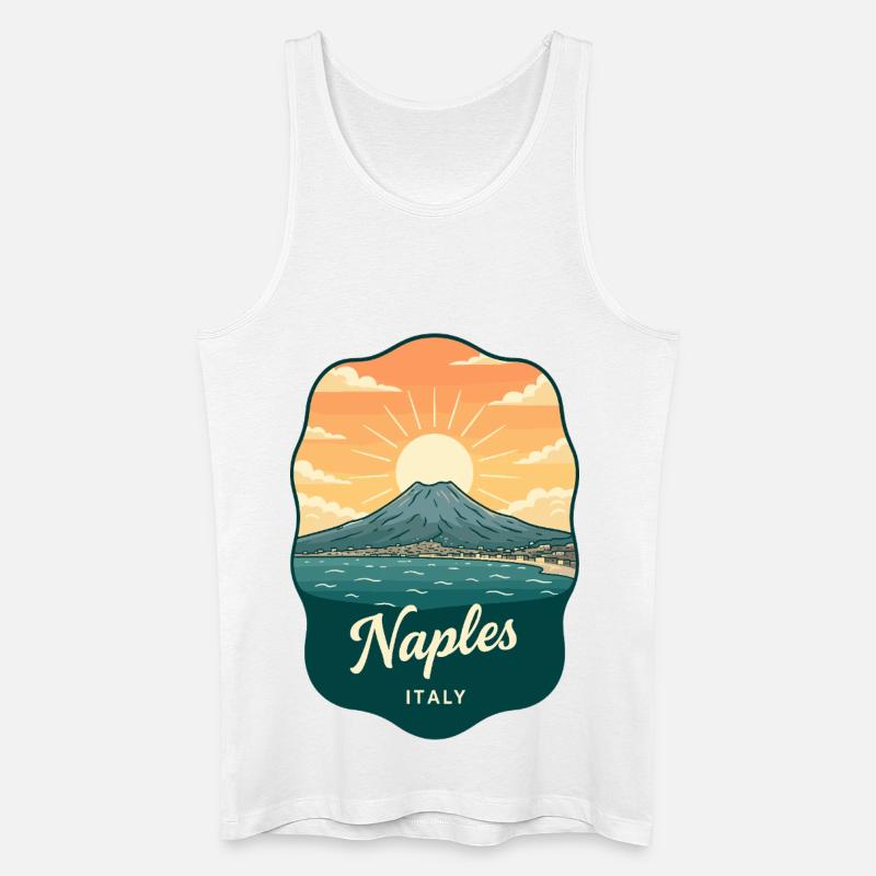 Neapel Mount Vesuvius Retro Reiseabzeichen - Männer Bio Tank Top - Weiß