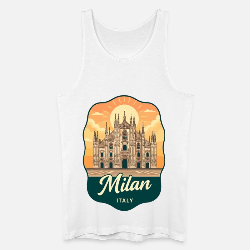Milan Duomo Retro Sunset Reiseabzeichen - Männer Bio Tank Top - Weiß