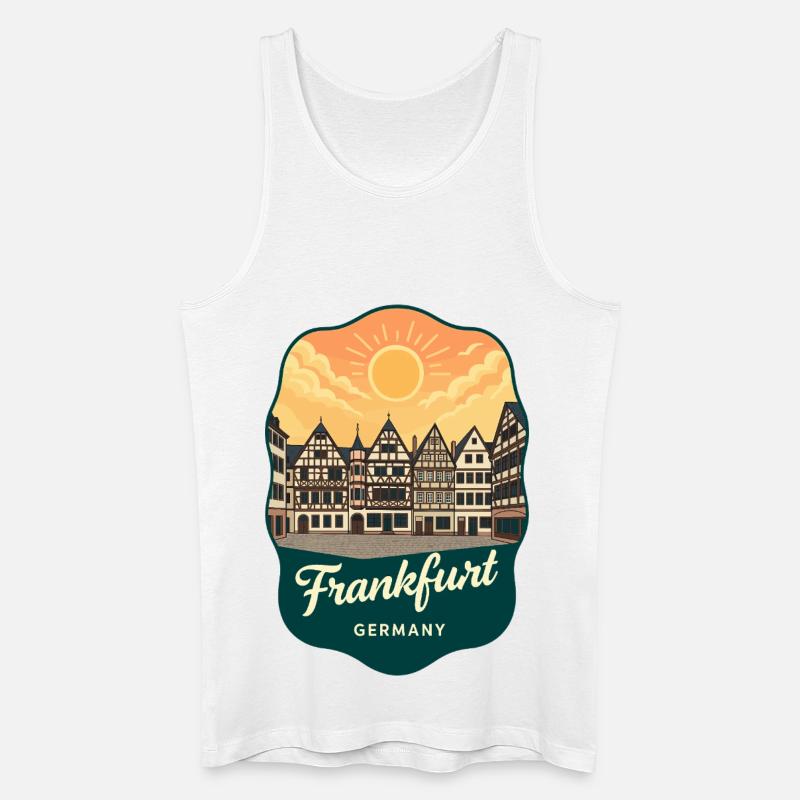 Frankfurt Romer Retro Sunset Reiseabzeichen - Männer Bio Tank Top - Weiß