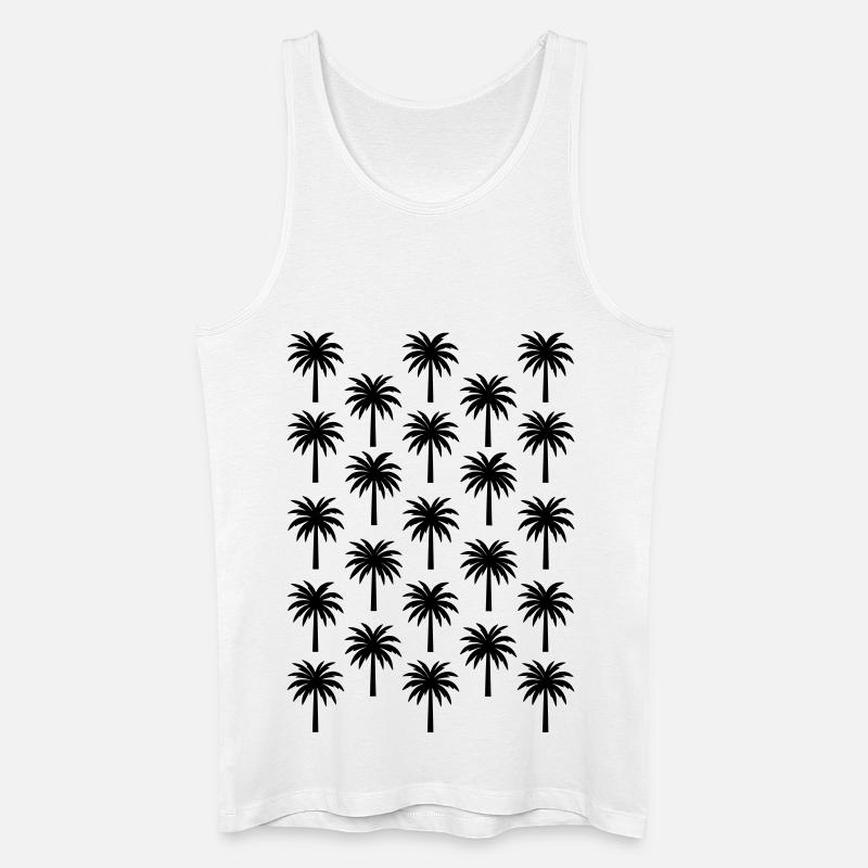 Palm Tree Pattern Black Palm Tree - Men’s Organic Tank Top - white
