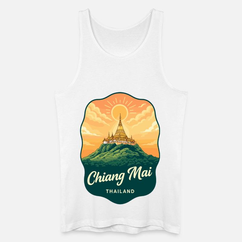 Chiang Mai Doi Suthep Retro-Reiseabzeichen - Männer Bio Tank Top - Weiß