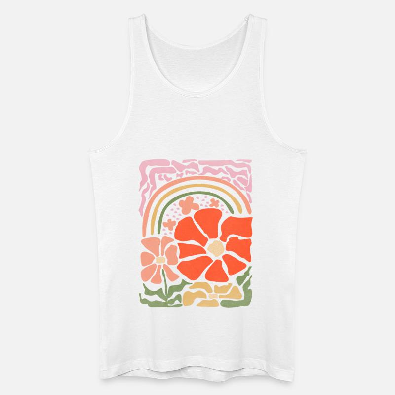 Blumen Regenbogen Statement Retro Stil - Männer Bio Tank Top - Weiß