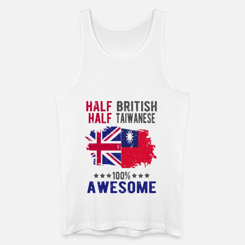 Halb Brite Halb Taiwaner - Männer Bio Tank Top - Weiß