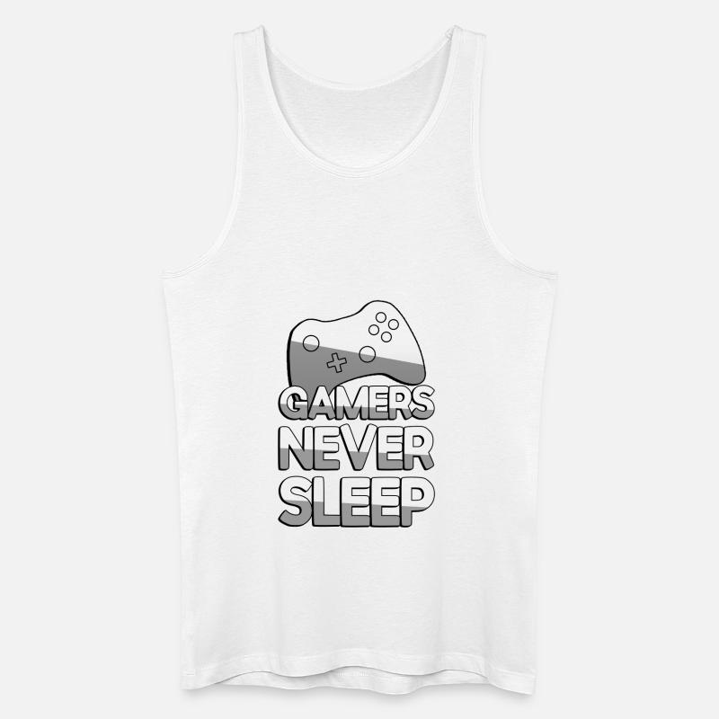 GAMERS NEVER SLEEP + Controller - Gaming - Männer Bio Tank Top - Weiß