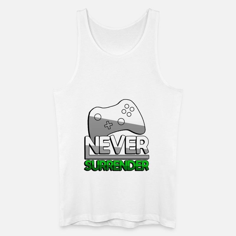 NEVER SURRENDER (Grün) + Controller - Gaming - Männer Bio Tank Top - Weiß