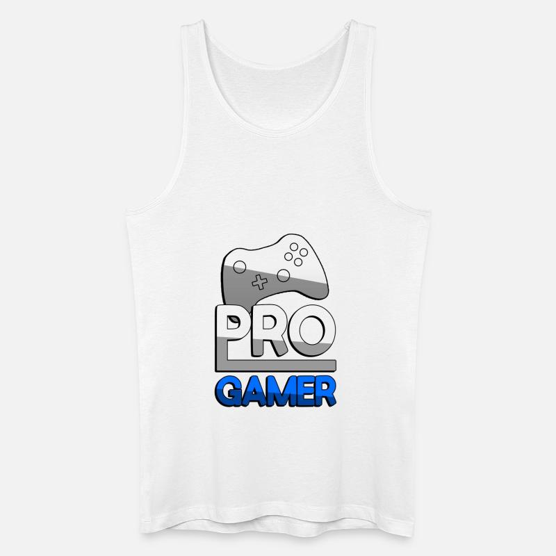 PRO GAMER (Blau) + Controller - Gaming - Männer Bio Tank Top - Weiß