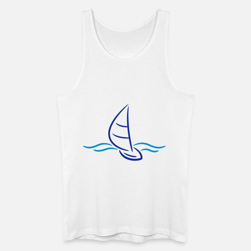 Sailing Boad And Waves Logo - Débardeur bio Homme - blanc