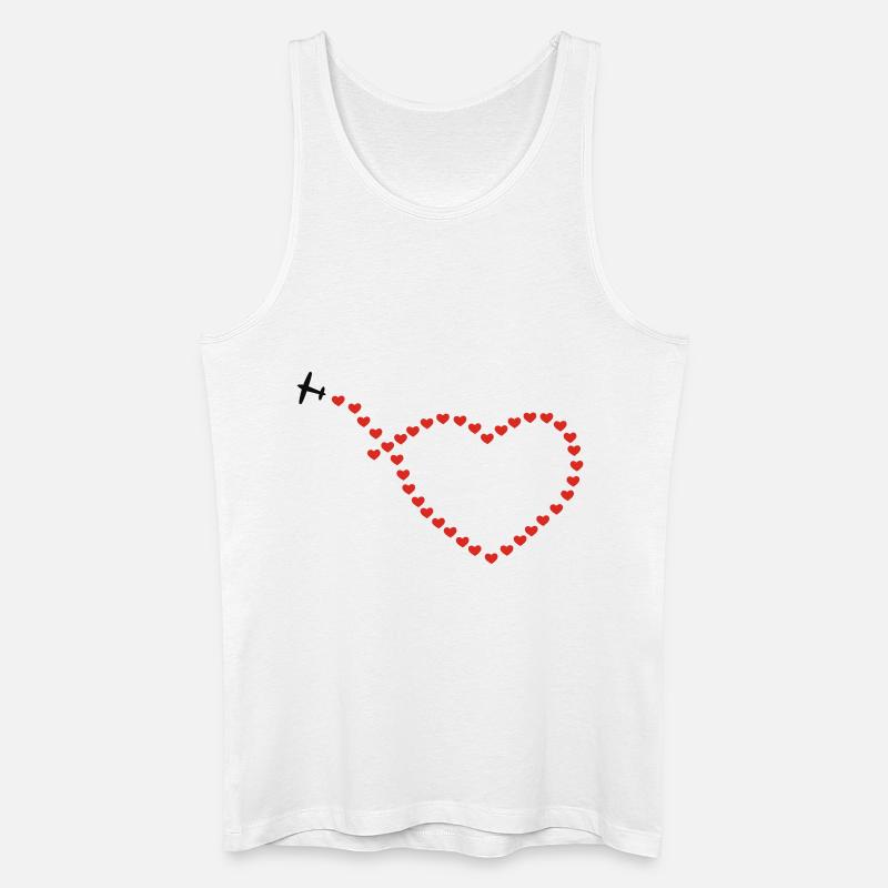 Flugzeug Herz - Männer Bio Tank Top - Weiß