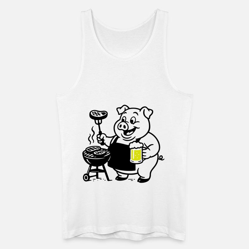 Schwein Grillen Bier - Männer Bio Tank Top - Weiß