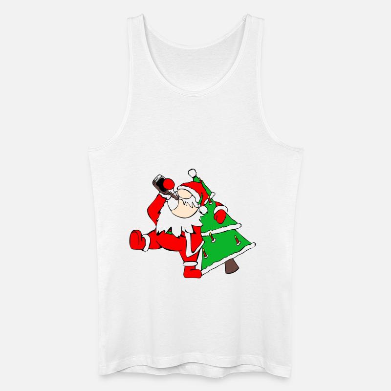 Betrunkener Weihnachtsmann mit Baum - Männer Bio Tank Top - Weiß