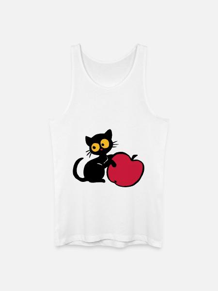 Kätzchen mit Apfel - Männer Bio Tank Top - Weiß