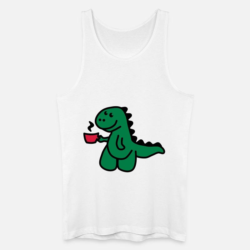 T-Rex liebt seinen Kaffee - Männer Bio Tank Top - Weiß