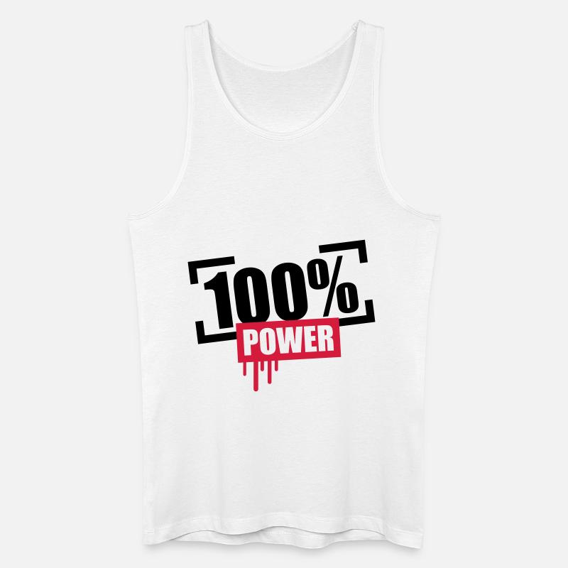 100 % Power Stempel - Männer Bio Tank Top - Weiß