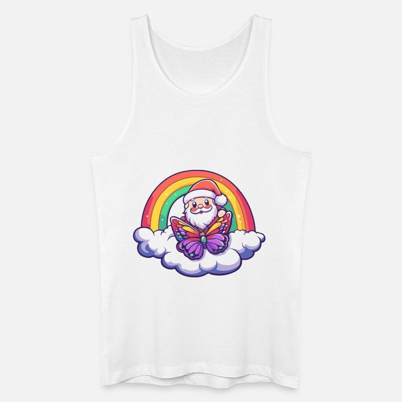 Schmetterling Weihnachtsmann Regenbogen - Männer Bio Tank Top - Weiß