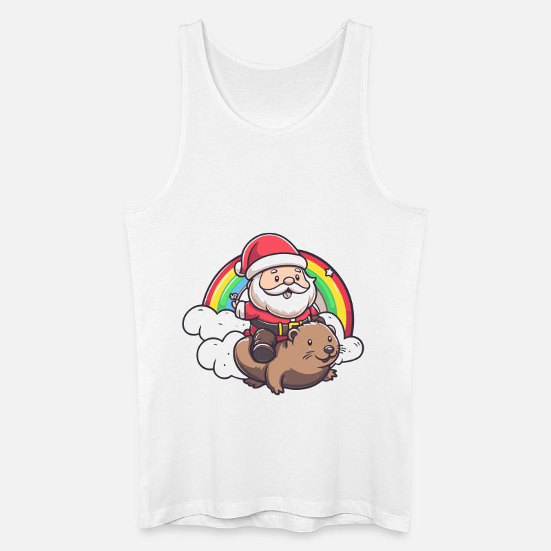 Biber Weihnachtsmann Regenbogen - Männer Bio Tank Top - Weiß