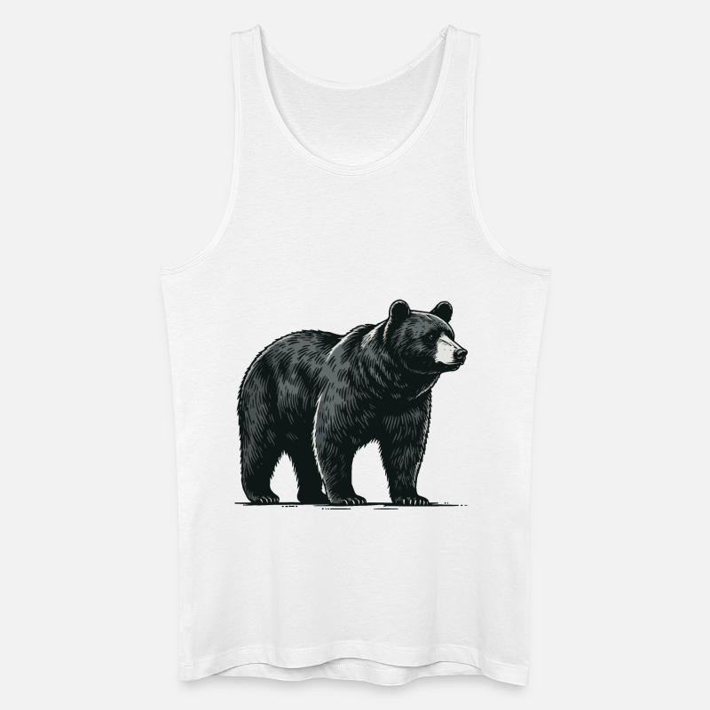 Sortbjørn - Økologisk tanktop til mænd - hvid
